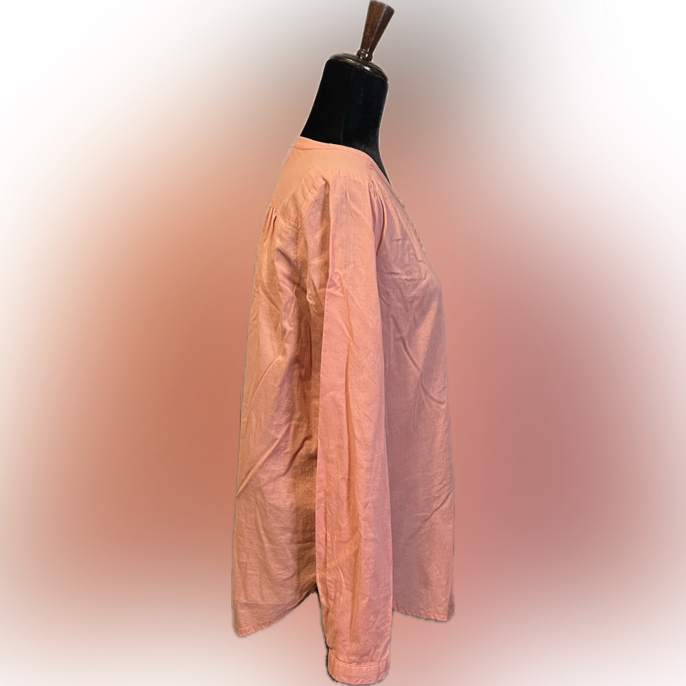 LOFT by Ann Taylor Peachy Pink Mandarin Collar Button Down Top size S - Picture 2 of 12